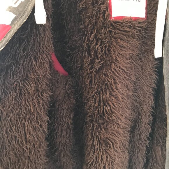 Aeropostale Hoodie brown sherpa lined full zip spell out brown/red unisex XXL - Picture 7 of 9